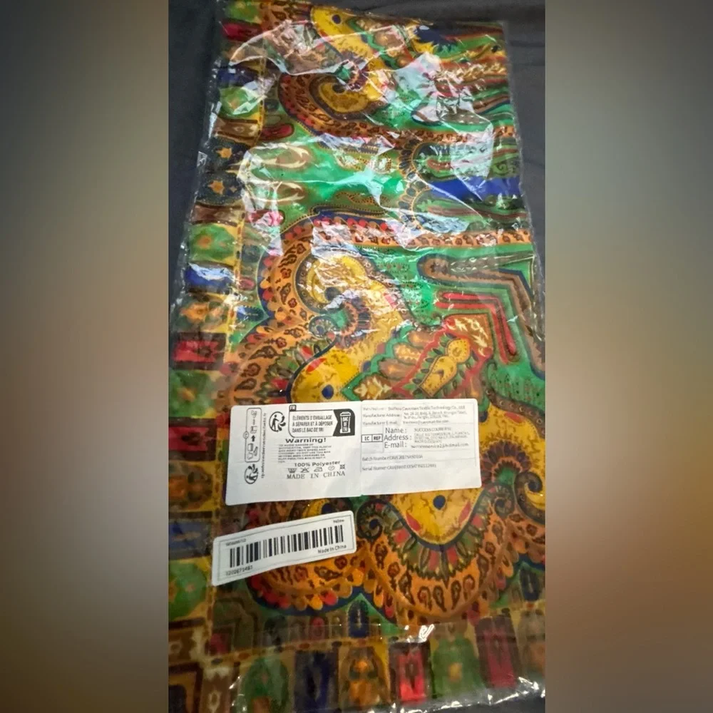 Colorful Boho Paisley Print Scarf with Intricate Patterns